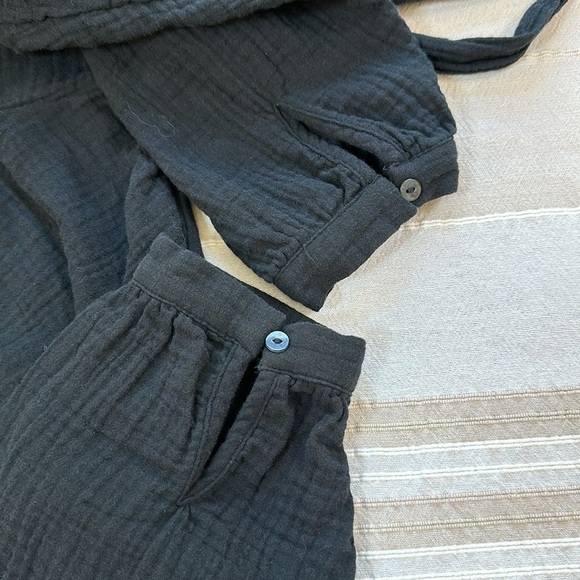 Black gauzy cotton long sleeve dress SZ M - Picture 9 of 10